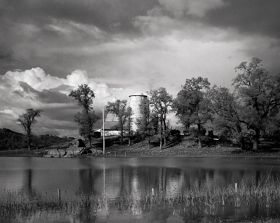 Silo, Barn and Lake, Near Roseville, CA, 1979
